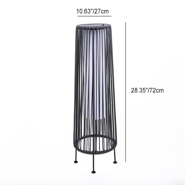 Modern Shabby Chic Solar Round Trapezoidal Iron Rattan Wicker LED Outdoor Light For Outdoor Patio - Image 4