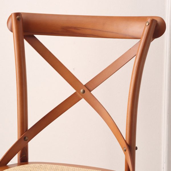 Traditional Rustic Weaving Rattan Wood Sponge Round Rectangular Dining Chair Backrest For Dining Room - Image 11