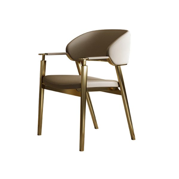Modern Luxury Square Microfiber Leather Genuine Leather Metal Dining Chair Backrest Armrest For Dining Room - Image 10