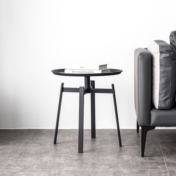 Contemporary Retro Round Iron End Table 1-Tier For Living Room - Image 8