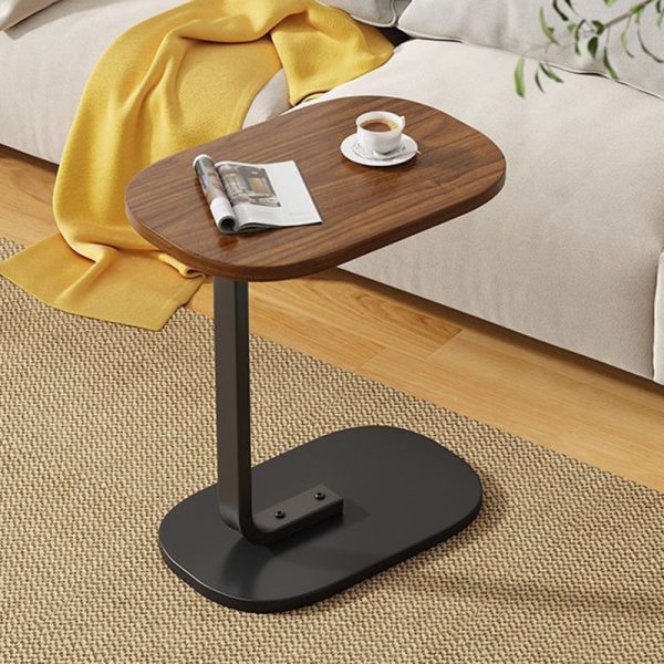 Traditional Vintage Wood Grain Density Board Top C-Shaped Side Table For Living Room - Image 15