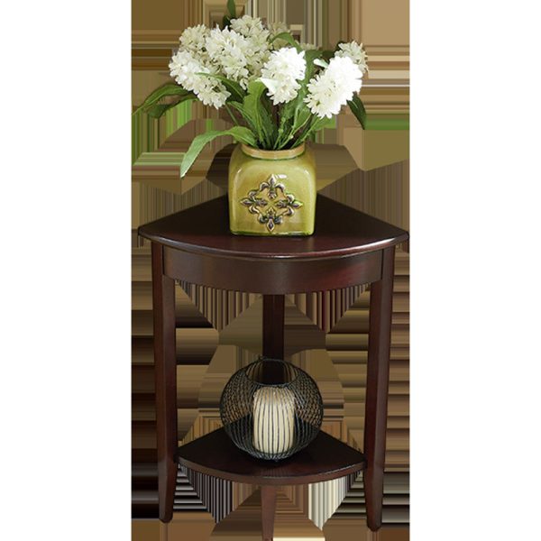 Contemporary Retro Triangle Rubber Wood Side Table 2-Tier For Living Room - Image 9