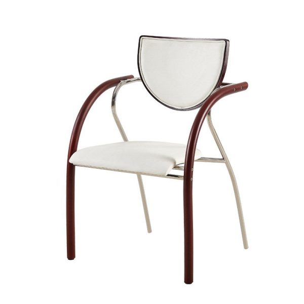 Contemporary Nordic Microfiber Leather Wood Stainless Steel Sponge Semicircular Curved Dining Chair Backrest Armrest For Dining Room - Image 21