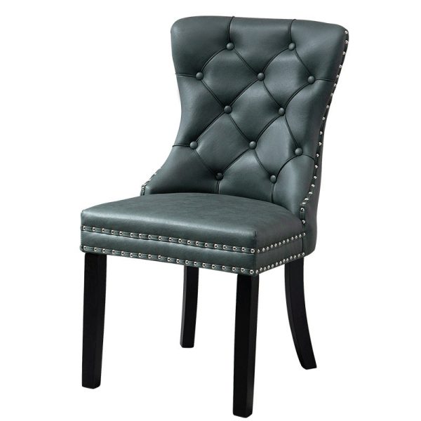Traditional European Fabric Upholstered Square Dining Chair Tufted Backrest For Dining Room - Image 16