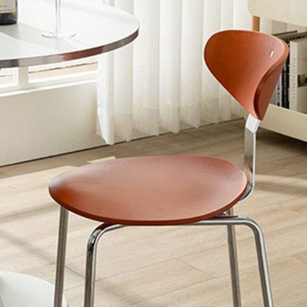 Modern Minimalist Round Wood Iron Dining Chair Four Legs Backrest For Dining Room - Image 13