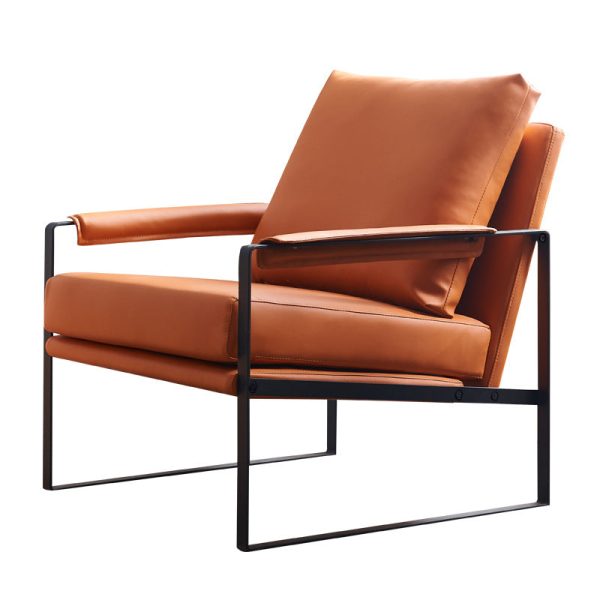 Contemporary Scandinavian Fabric Velvet Leather Carbon Steel Latex Sponge Square Accent Chair Backrest Armrest For Living Room - Image 27