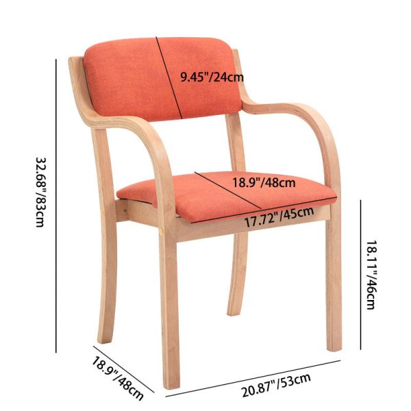 Modern Simplicity Fabric Wood Sponge Square Curved Dining Chair Backrest Armrest For Dining Room - Image 8