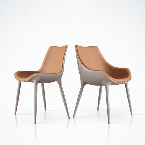 Modern Simplicity Cowhide Steel Sponge Square Curved Dinining Chair Backrest For Dining Room - Image 13