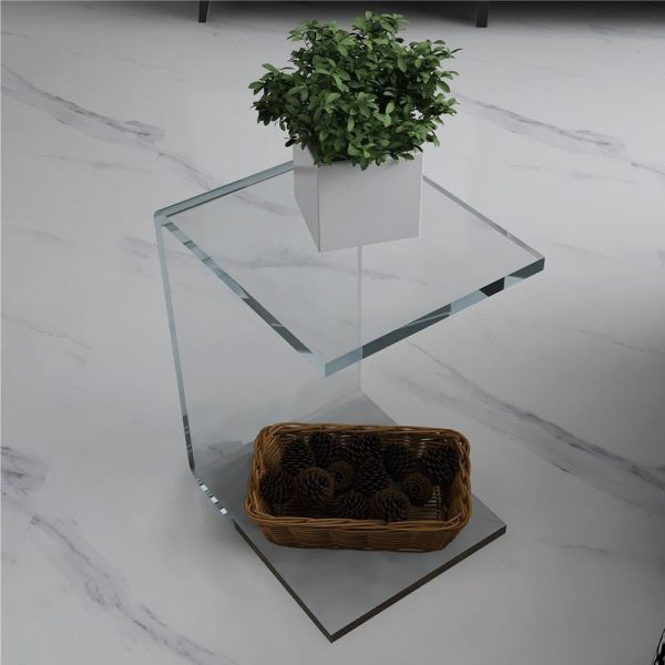 Modern Minimalist Slab Plastic Acrylic End Table For Living Room - Image 6