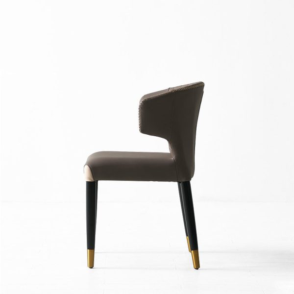 Modern Minimalist Microfiber Skin Wood Carbon Steel Sponge Square Arc Dining Chair Backrest For Dining Room - Image 14