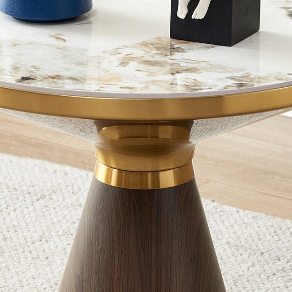 Modern Luxury Cone Base Rock Slab Metal Carbon Steel Side Table 1-Leg For Living Room - Image 6