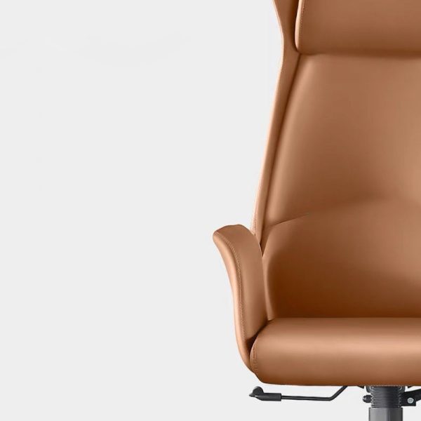 Modern Minimalist Rectangular High Back Leather Carbon Steel Desk Chair For Home Office - Image 5