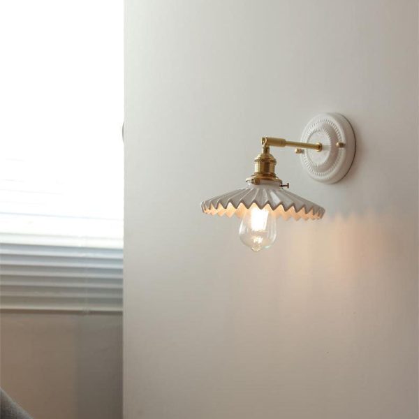Vintage Japanese Ceramic Brass 1-Light Wall Sconce Lamp - Image 31