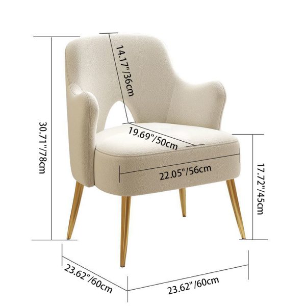 Modern Minimalist Curved Back Solid Wood Sponge Metal Accent Chair Backrest Armrest For Living Room - Image 4