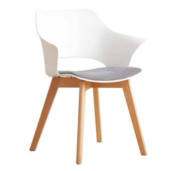 Contemporary Nordic Curved Plastic Wood Legs Dining Chair Backrest Armrest For Dining Room - Image 21