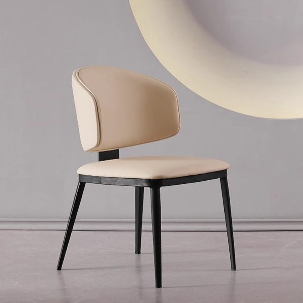 Modern Minimalist Square Cushion Microfiber Leather Carbon Steel Dining Chair Backrest For Dining Room - Image 3
