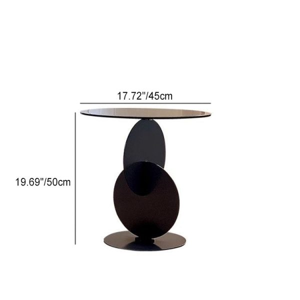 Modern Art Deco Round Combine Design Glass Metal End Table For Living Room - Image 8