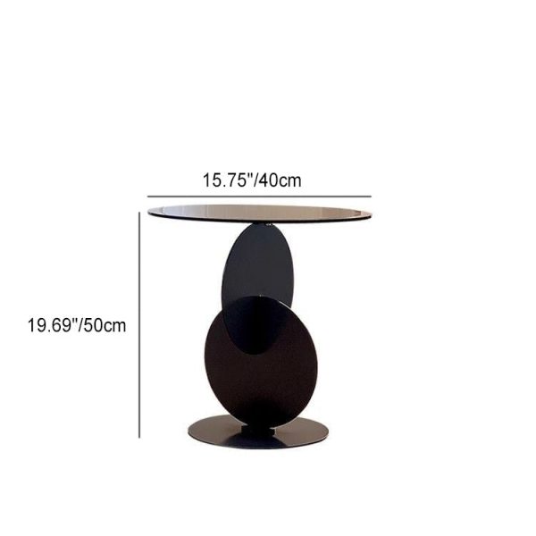 Modern Art Deco Round Combine Design Glass Metal End Table For Living Room - Image 7