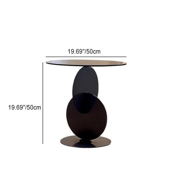 Modern Art Deco Round Combine Design Glass Metal End Table For Living Room - Image 4