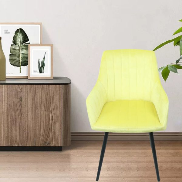 Modern Minimalist Square Iron Velvet Fabric Sponge Dining Chair Four Legs Armrest Backrest For Dining Room - Image 3