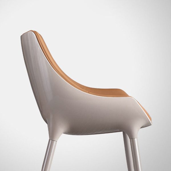Modern Simplicity Cowhide Steel Sponge Square Curved Dinining Chair Backrest For Dining Room - Image 11