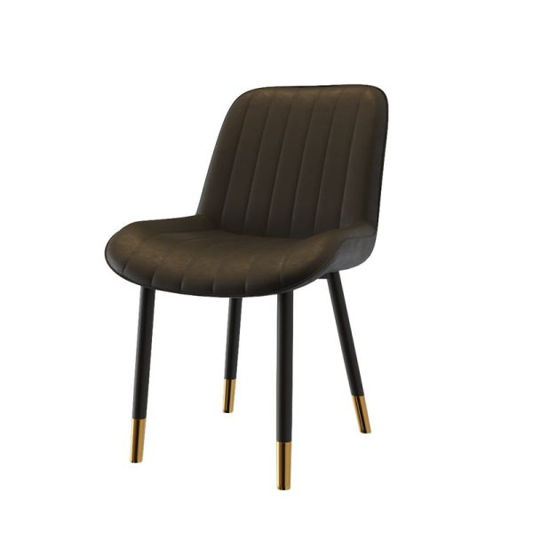 Modern Luxury Square Curved Leather Metal Dining Chair Backrest Armless For Dining Room - Image 24