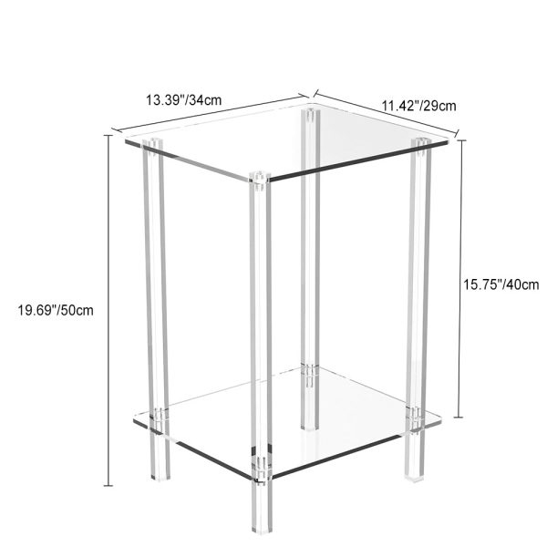 Modern Minimalist Rectangular Acrylic End Table 2-Tier For Living Room - Image 4