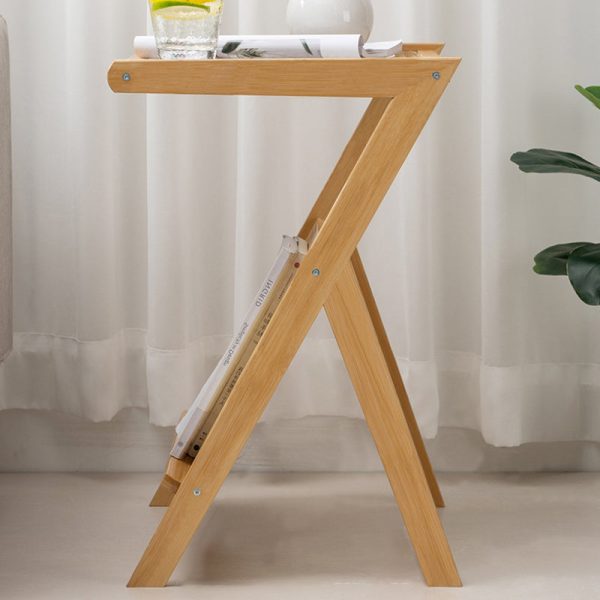 Contemporary Simplicity Z-shaped Glass Bamboo End Table For Living Room - Image 8