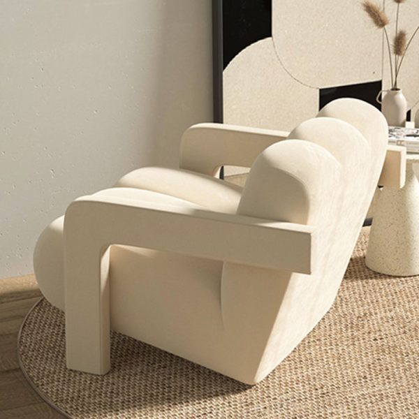 Contemporary Scandinavian Velvet Lambswool Wood Sponge Single Sofa Backrest Armrest For Living Room - Image 9