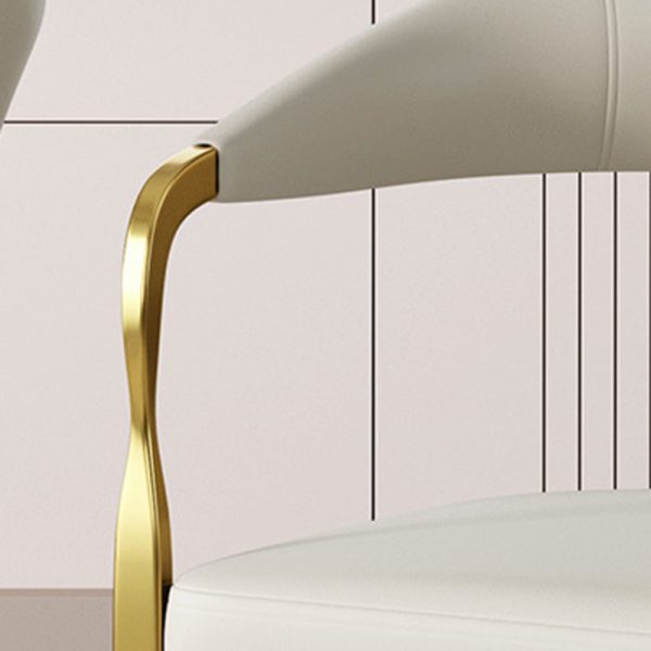 Modern Luxury PU Leather Upholstered Arc Frame Dining Chair Backrest Armrest For Living Room - Image 7