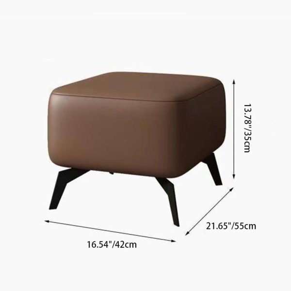 Contemporary Scandinavian Leather Velvet Cotton Latex Carbon Steel Square Accent Chair Backrest Footrest For Living Room - Image 7