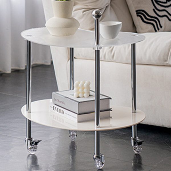 Contemporary Nordic Cloud Acrylic Stainless Steel Crystal Wheel End Table 2-Tier For Living Room - Image 12