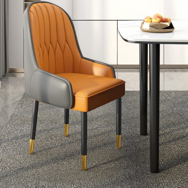 Modern Simplicity Leather Sponge Carbon Steel Metal Square Dining Chair Backrest Armrest For Dining Room - Image 10