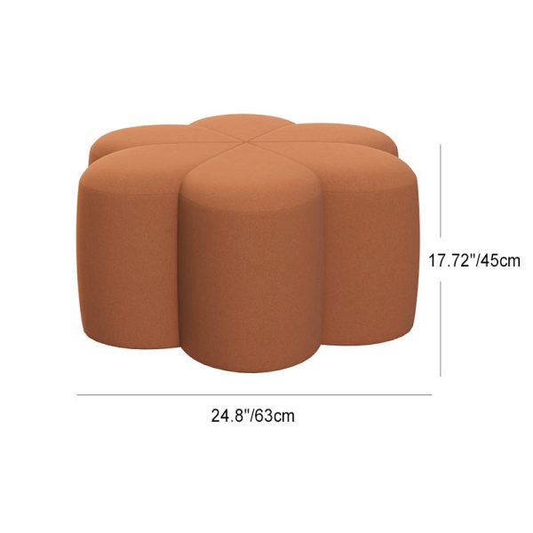 Contemporary Nordic Plum Blossom Shape Fabric Velvet Footstool For Living Room - Image 4