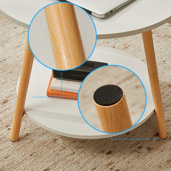Modern Simplicity Round Wood Grain Board Top End Table 2-Tier For Living Room - Image 5