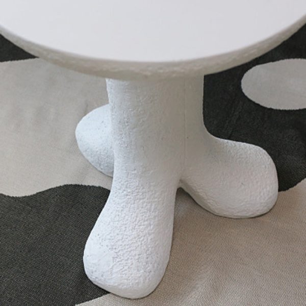 Modern Art Deco Sausage Legs Round Tabletop Magnesium Oxide Side Table 3-Leg For Living Room - Image 8
