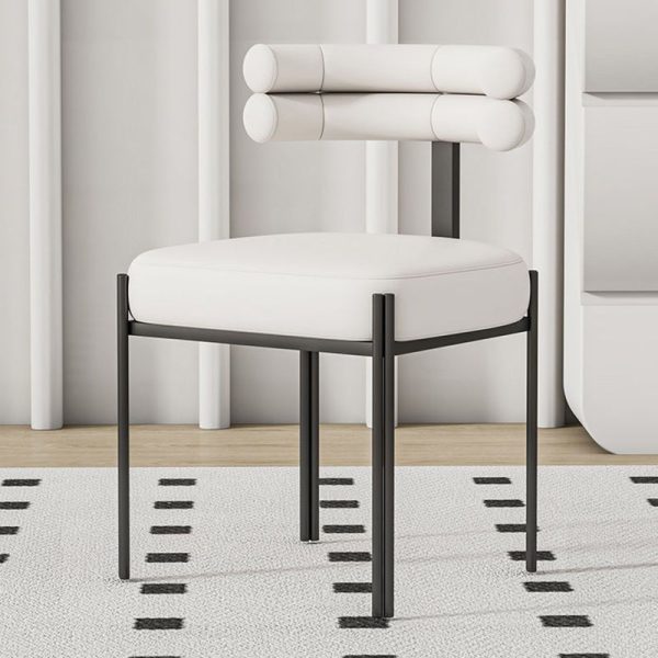 Contemporary Creative Half Arc Square Leather Metal Dining Chair Backrest Armless For Dining Room - Image 8