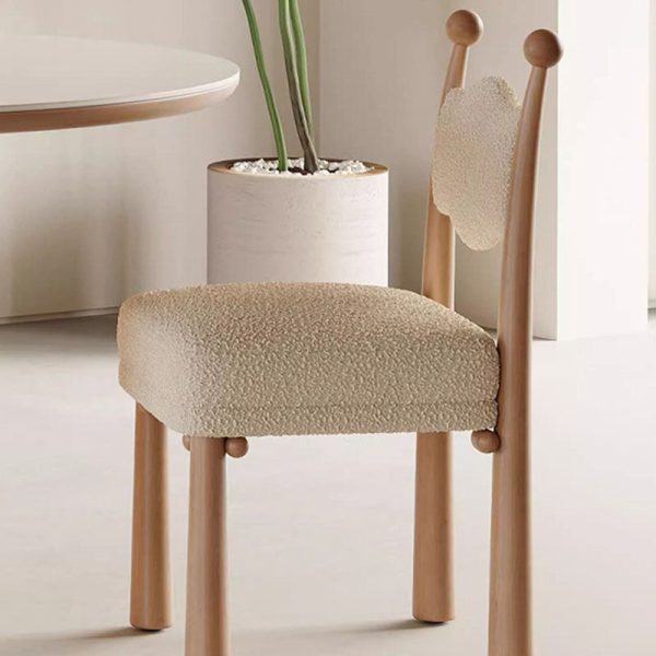 Modern Simplicity Vertical Square Frame Solid Wood Lambswoll Dining Chair Backrest For Dining Room - Image 13