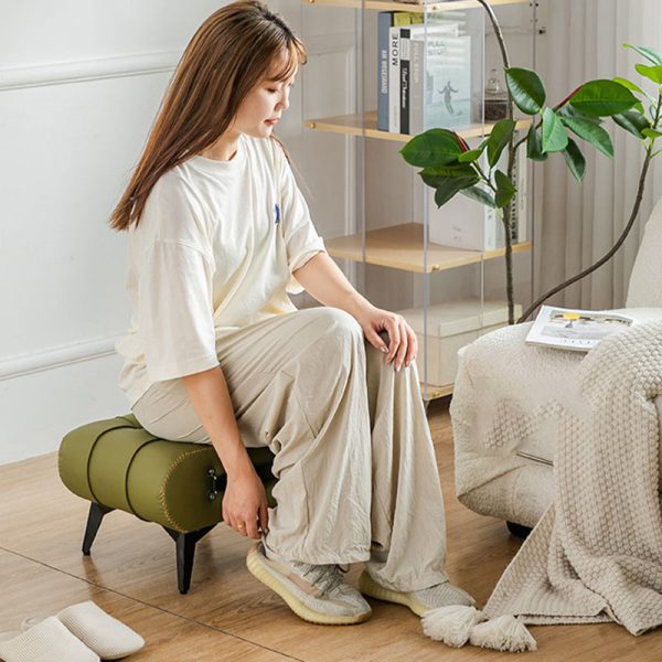 Modern Luxury Square Tufted Faux Leather Upholstered Portable Footstool For Living Room - Image 17