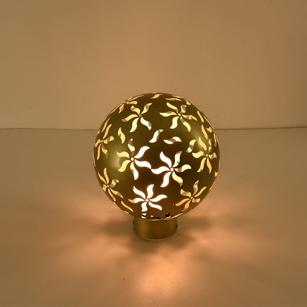 Contemporary Industrial Solar Stainless Steel Carved Sphere 1-Light Post Light Lawn Landscape Light For Outdoor Patio - Image 8