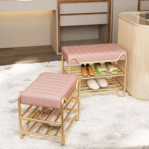 Modern Luxury Upholstered Rectangular Technology Cloth Sponge Portable Footstool Backless Armless For Entryways - Image 15