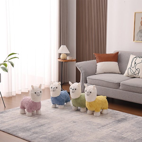 Contemporary Creative Alpaca Design Velvet Footstool Backrest For Living Room - Image 12