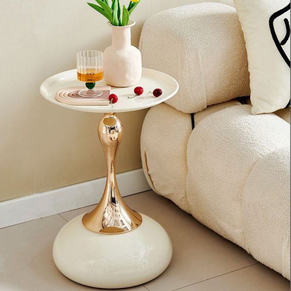Contemporary Simplicity Geometric Circle Tray Top Iron End Table For Living Room - Image 12