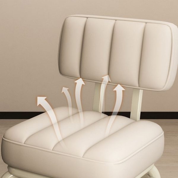 Contemporary Scandinavian Square Leather Upholstered Movable Footstool Backrest Caster For Living Room - Image 6