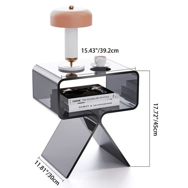 Modern Minimalist Rectangular Acrylic End Table 2-Tier For Living Room - Image 4