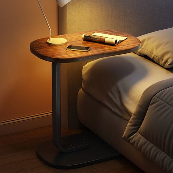 Traditional Vintage Wood Grain Density Board Top C-Shaped Side Table For Living Room - Image 16