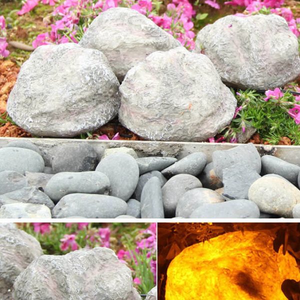 Simulation Stone Shape Resin 4-Light Solar Outdoor Light - Image 10