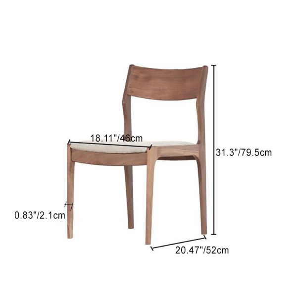 Traditional Chinese Square Wood Fabric Cowhide Dining Chair Four Legs Backrest For Dining Room - Image 4