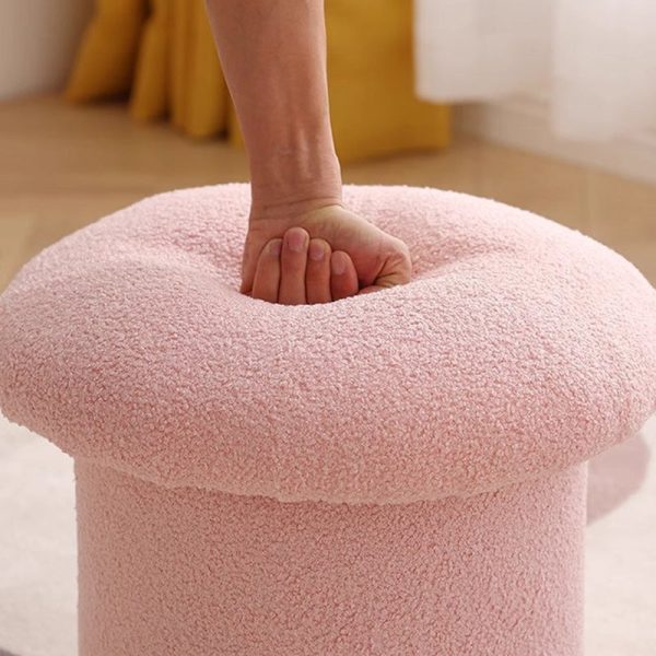 Contemporary Simplicity Mushroom Shape Velvet Pouf Footstool For Living Room - Image 8