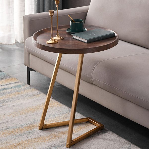 Modern Simplicity Round MDF Iron End Table Movable For Living Room - Image 4